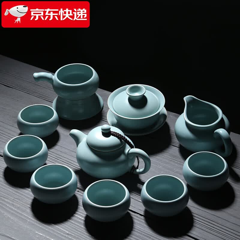 苏氏陶瓷汝窑陶瓷功茶具套装开片养金线美人泡茶壶盖碗办公送礼高档礼盒装