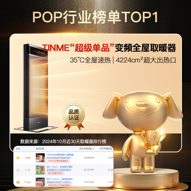 TINME取暖器石墨烯暖风机家用别墅欧式变频节能省电客厅卧室浴室大面积电暖机电暖气全屋取暖速热落地式 M9-大户型主卧-Ultra-1.5-全金属-灰