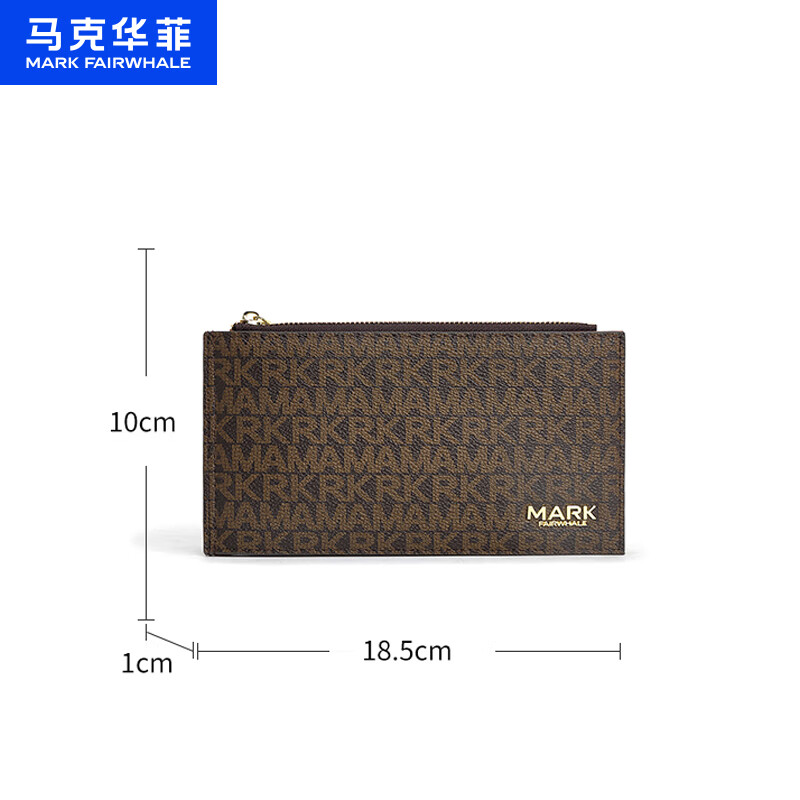 马克华菲（MARK FAIRWHALE）【放价季】新女2026多卡位零钱包复古印花休闲长气质钱包收纳 橡果棕