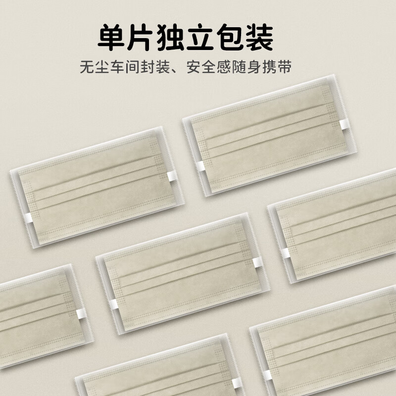 掌护医用外科口罩医用防尘一次性口罩独立包装潮流高颜值灭菌级口罩 浅驼灰50只【独立包装】
