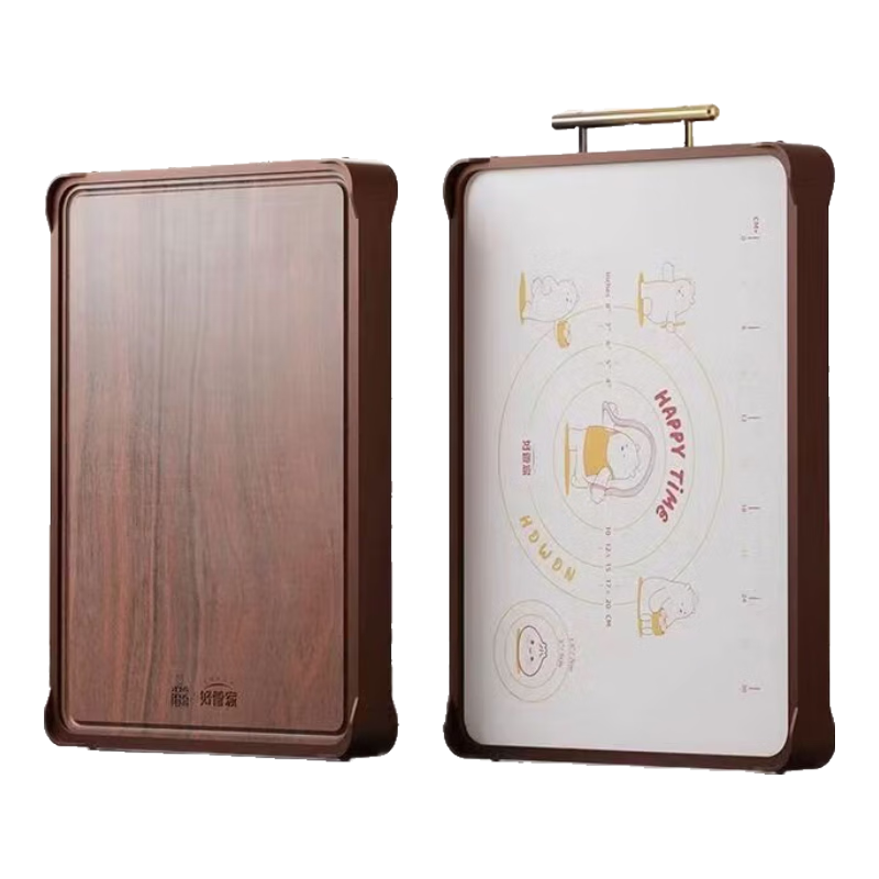 好管家乌檀木实木+PP抗菌防霉家用抗菌砧板加厚切菜刀板案板切菜板粘板 熊烹烹系列中号 40.6*30.6*2.6cm