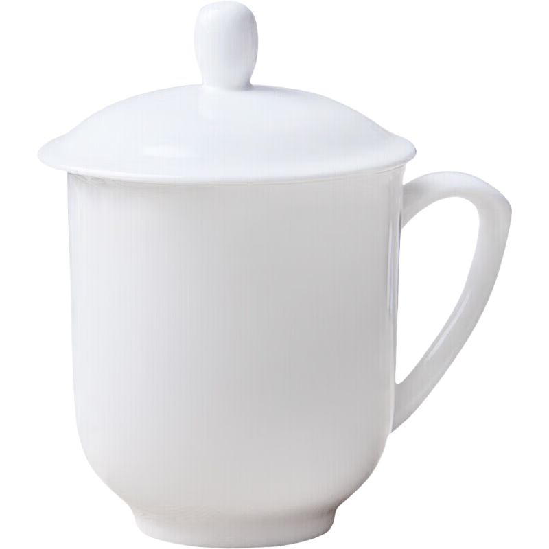 陶相惠茶杯办公杯陶瓷杯纯白骨瓷带盖会议杯子开会水杯定制公司LOGO刻字