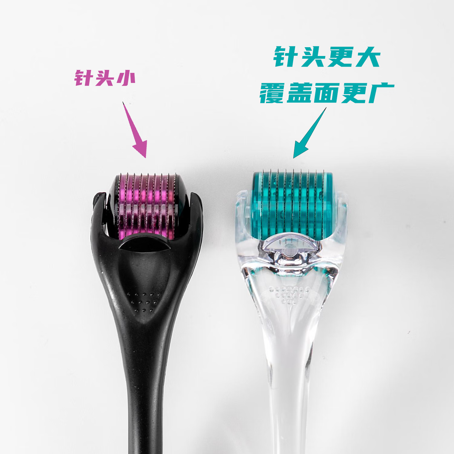 再发森医用皮肤滚针家用便携式拍一发四头皮按摩水晶绿色滚针头皮导入仪 水晶滚针拍1发4(0.5mm)