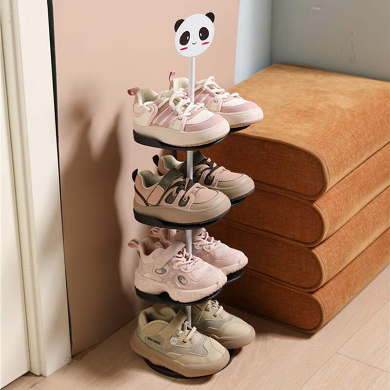 铂呐苓儿童鞋架家用折叠门口多层鞋柜鞋子置物架卡通夹缝省空间收纳神器 5层 儿童鞋架【五层－黑色】