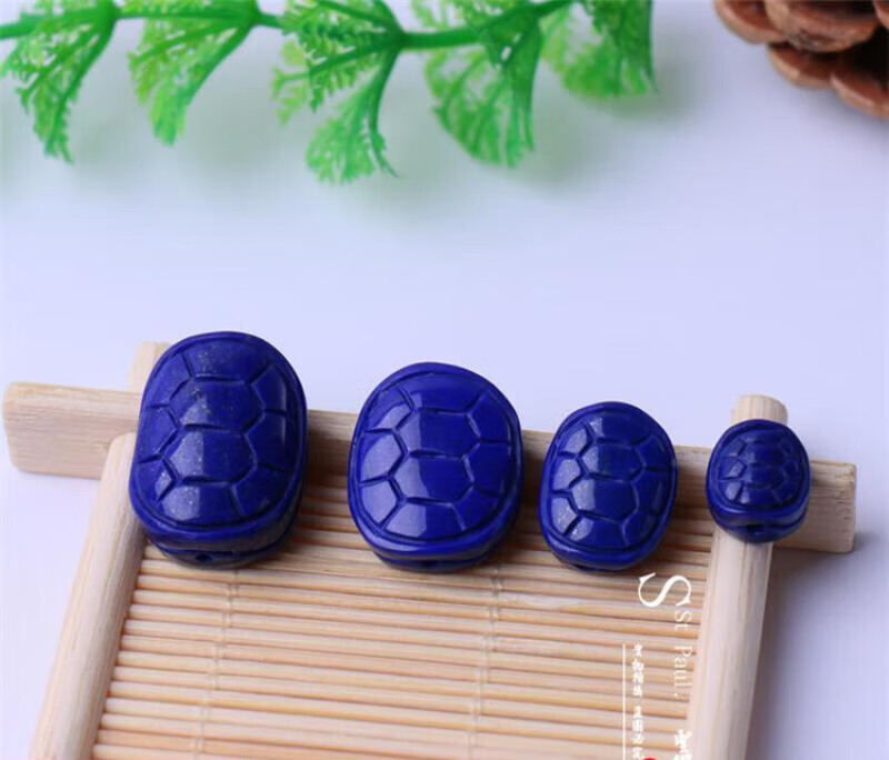 缪莹原矿天然青金雕刻龟壳 富甲天下背云青金diy配饰 乌龟壳顶珠星月