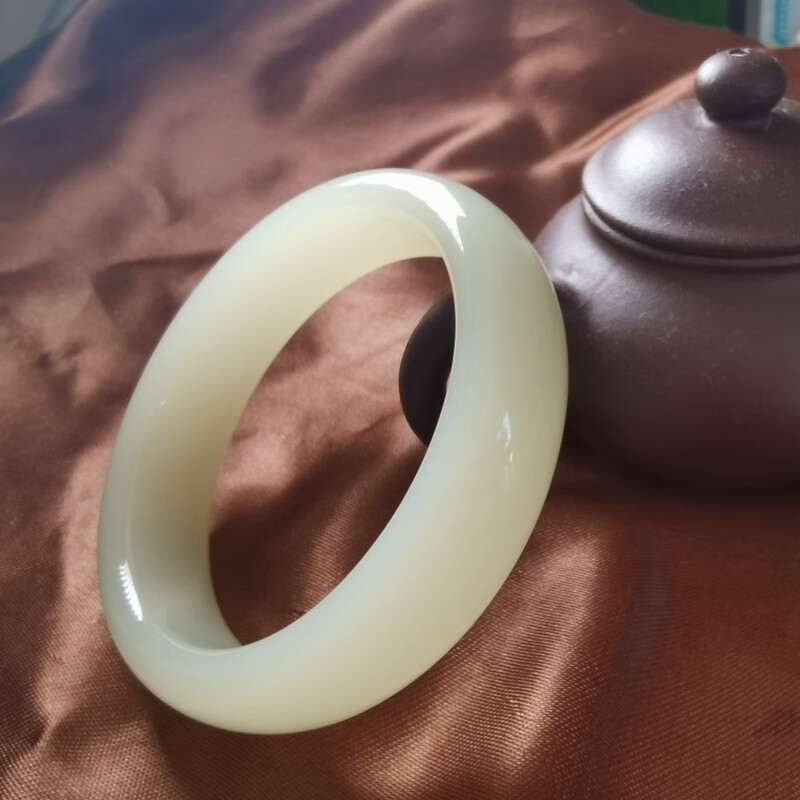 樱优和田玉手镯青白玉镯子昆仑白玉镯旺夫粗条羊脂玉手镯仿玉石手镯