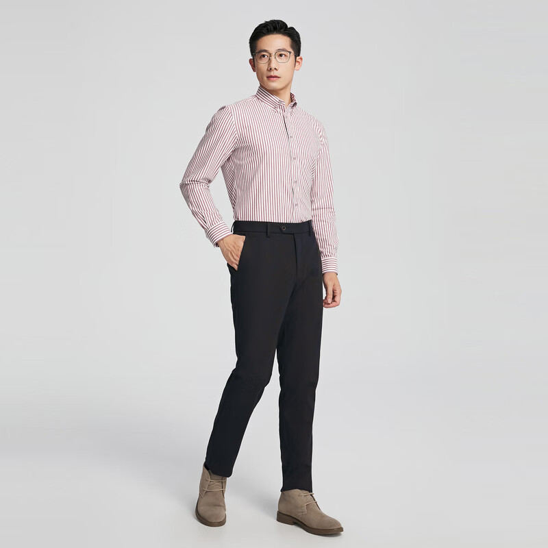 雅戈尔衬衫男士春秋青年男长袖衬衫YLXD115552UKY【商场同款】 红色条纹YLXD115552MKY 39