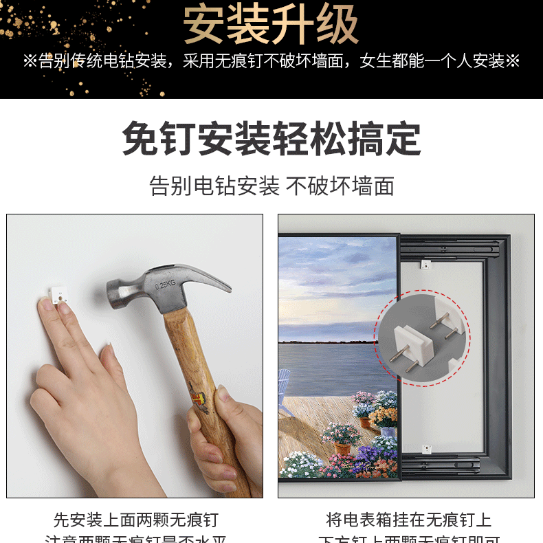 柳莺花燕现代轻奢电表箱装饰画新款遮挡画电闸箱配电箱壁画客厅电表盒挂画 A-翎羽天成 55X45遮盖45cmX35cm表箱 左推拉款