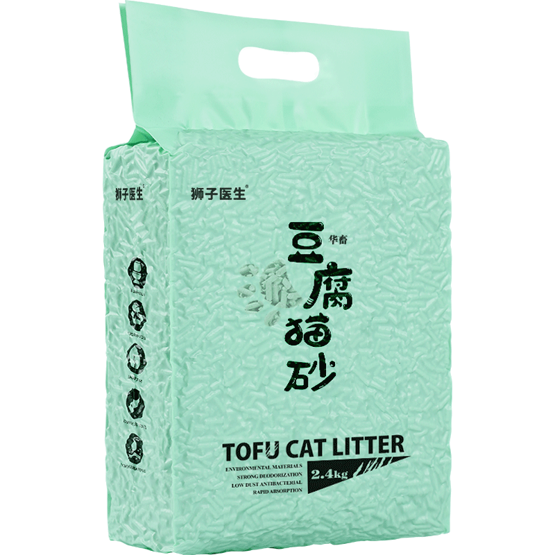 狮子医生猫砂豆腐原味奶香绿茶豆腐猫砂宠物猫咪除味低尘速结团可冲厕所  【热销爆款】绿茶豆腐砂4袋装