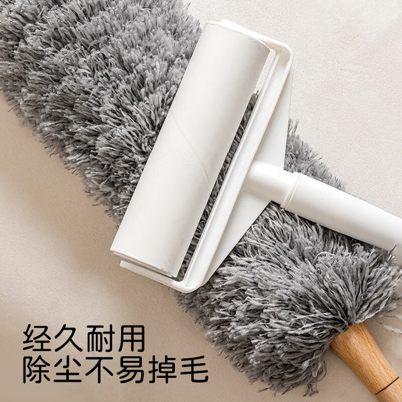 一本鱼鸡毛掸子除尘扫灰家用细纤维静电除尘不掉毛车用打扫神器清洁掸子 实木除尘掸【长款70CM】