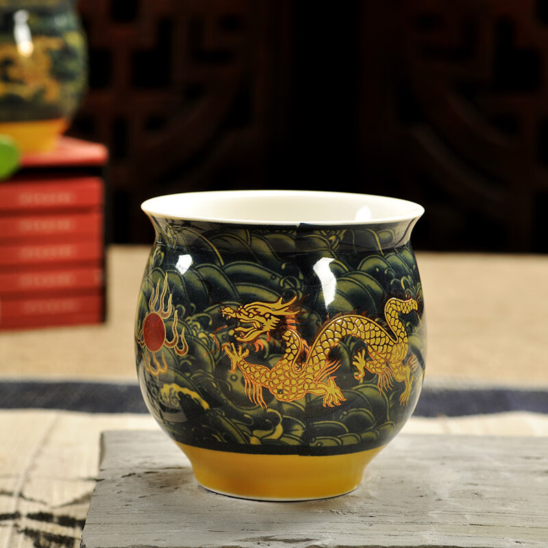 nqyw青花瓷杯子双层隔热功夫茶杯陶瓷茶杯茶具日式水杯不烫手景德镇