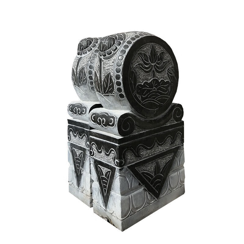 万棠石雕门墩抱鼓石仿古石鼓一对家用做旧石鼓石墩狮子貔貅老石鼓摆件