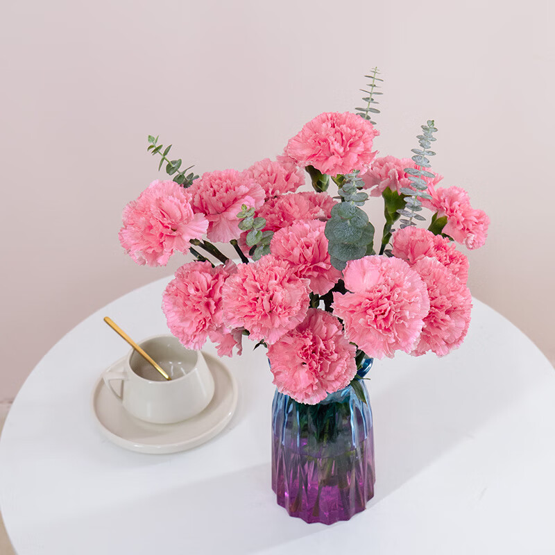 鲜花基地直发玫瑰花水养百合花束鲜切花向日葵花材直批发 粉色康乃馨