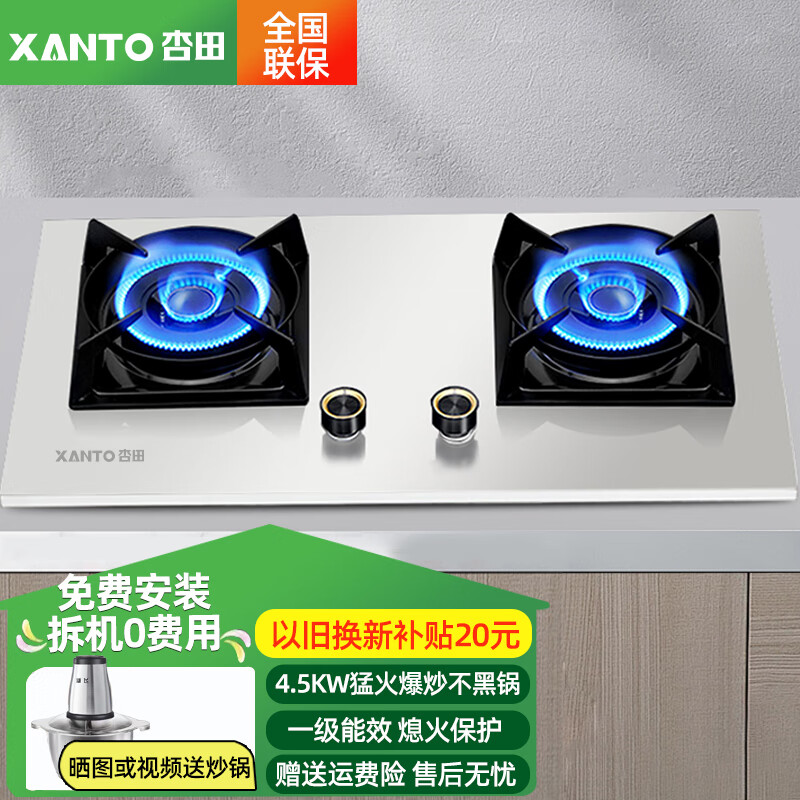 杏田双头燃气灶嵌入式600小开孔尺寸天然气灶煤气灶具定时鸳鸯灶家用
