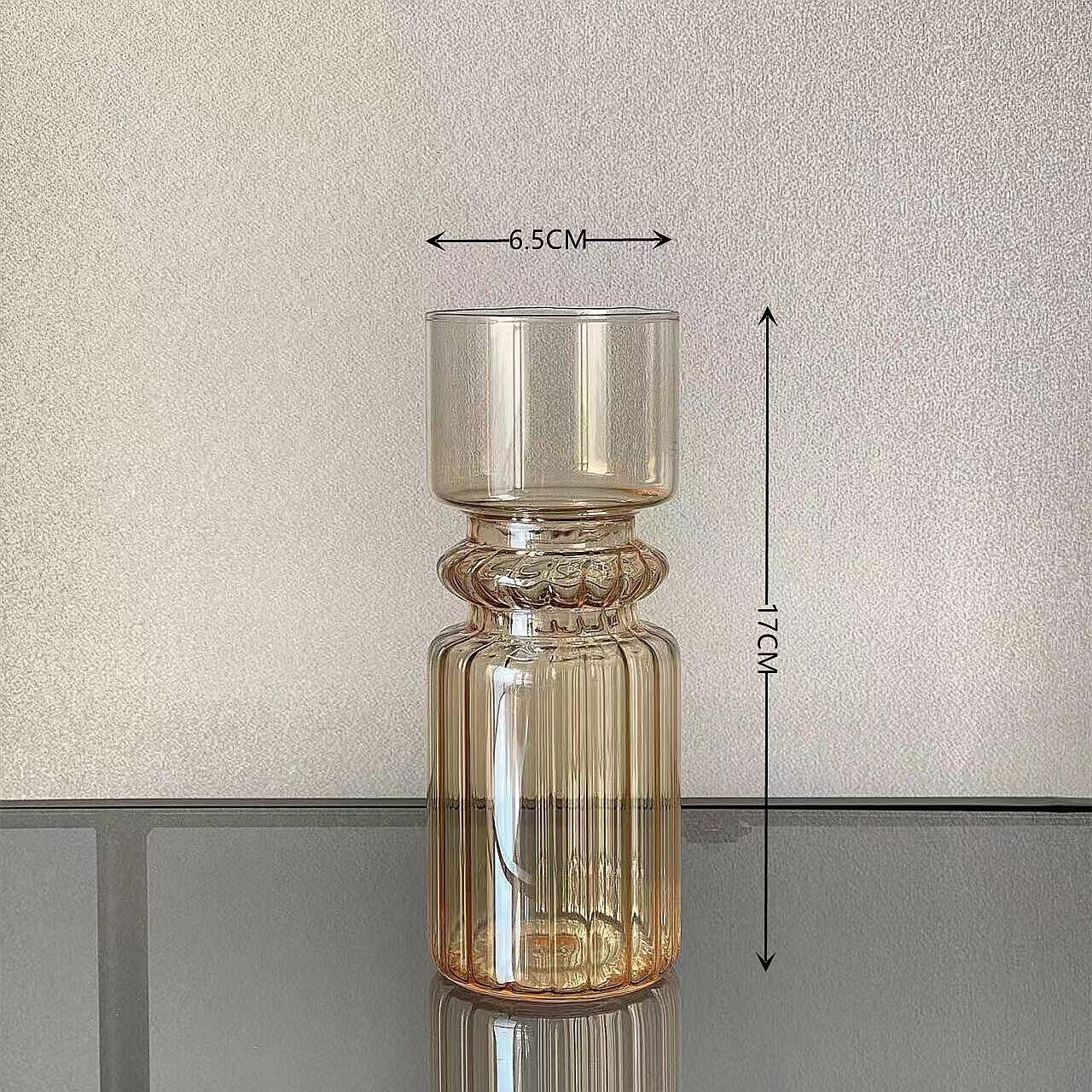 h-北欧创意轻奢渐变色玻璃花瓶透明直筒客厅水养插花器鲜花摆件 hjm