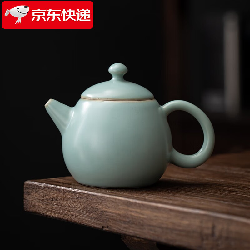 苏氏陶瓷汝窑陶瓷泡茶壶开片可养金线汝瓷新款龙蛋茶壶高档礼盒装200ml