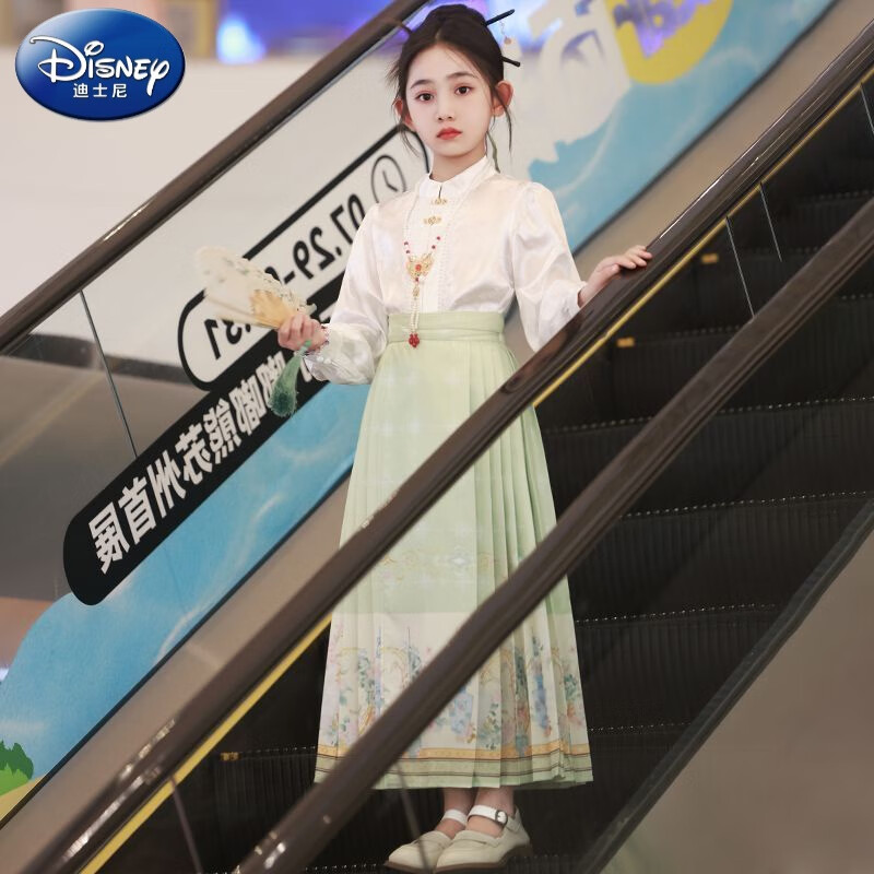 裙套装小女孩童装连衣裙古风裙子唐装秋季 抹茶色两件套【长袖 下裙】