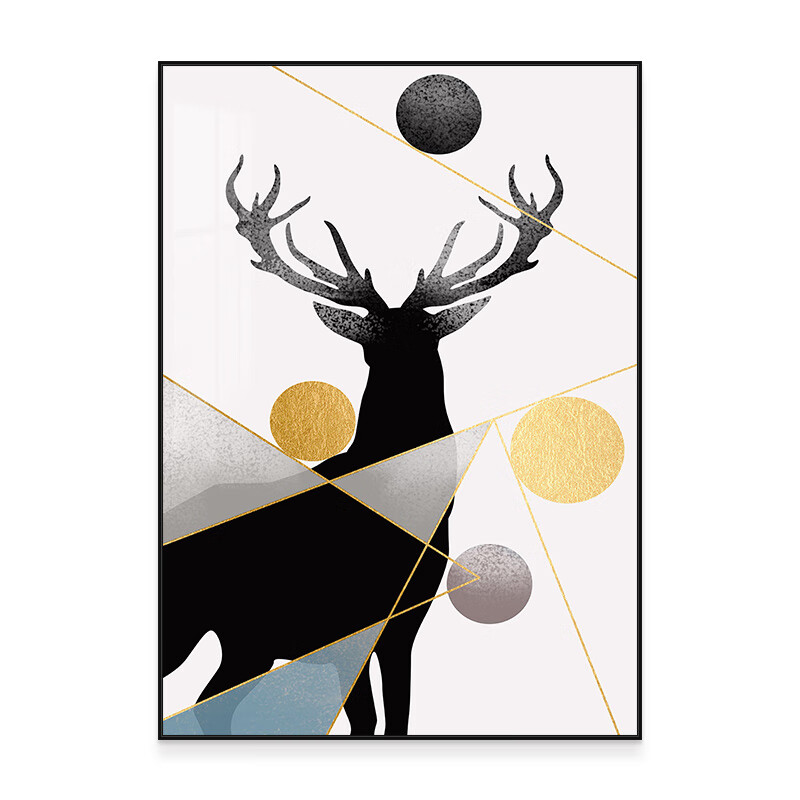 汪皇电表箱装饰画竖版免打孔配电箱遮挡壁画总开关盒电闸箱几何鹿挂画