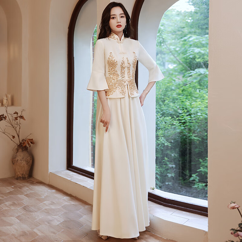 艾方鸟中式伴娘服春夏新款姐妹团中国风显瘦秀禾服伴娘团修身礼服