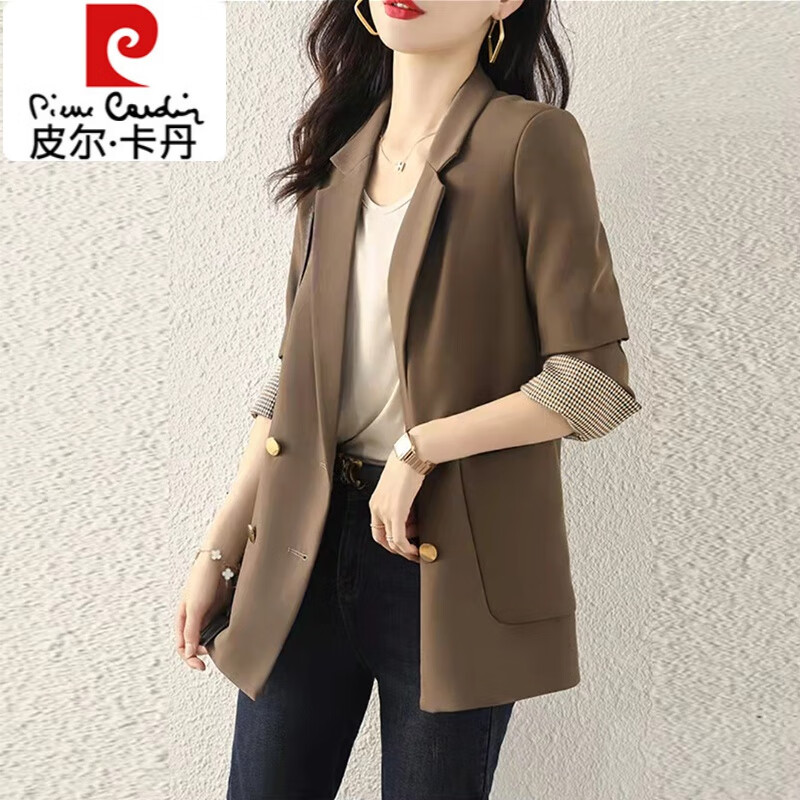 西装外套女春秋新款韩版英伦风休闲小个子设计感小众西服上衣 咖啡色