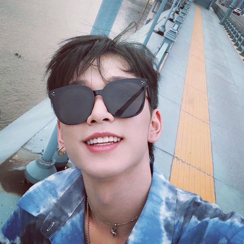 迎升沙滩墨镜男潮女大脸显瘦海边度假情侣太阳镜黑色大框 三点款黑色