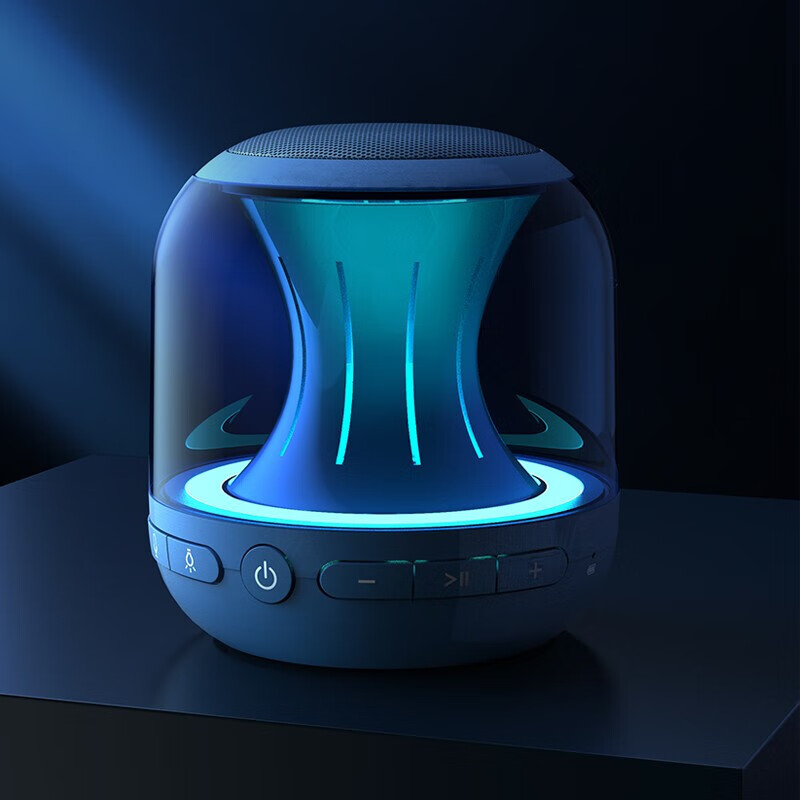 ALLWAY无线蓝牙音箱桌面音响户外便携迷你小音响大音量氛围灯家用小音箱超长续航360°环绕音效PBT001 PBT001蓝色 幻彩灯效迷你小音响