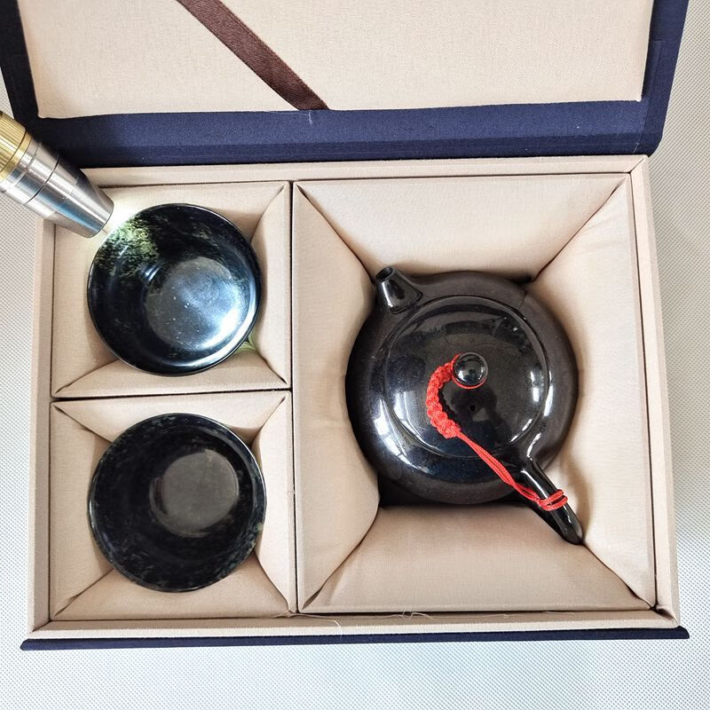 酒泉夜光杯祁连墨玉甘肃敦煌武山特产鸳鸯玉原石打磨大号茶碗