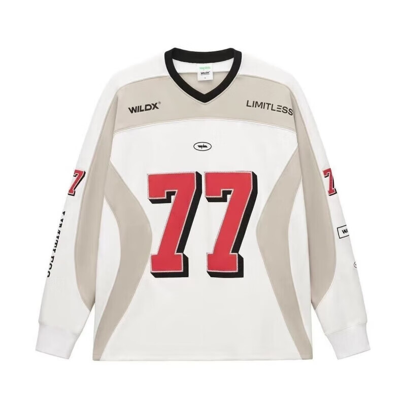 桐崎wildx脉冲系列刺绣重磅美式复古街头冰球长袖拼接宽松卫衣情侣春