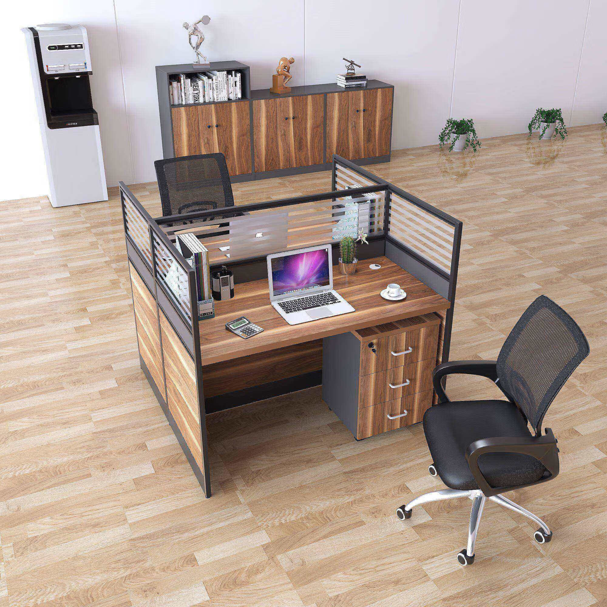 木叶间职员桌屏风工位卡座职员办公桌4人位桌椅组合简约现代公司工位1