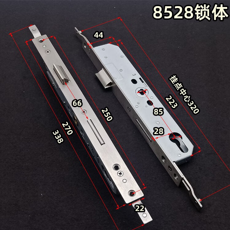 华永驰8529/8534体铝合金平开门锁体断桥铝门锁盒联动锁盒配件 8528锁