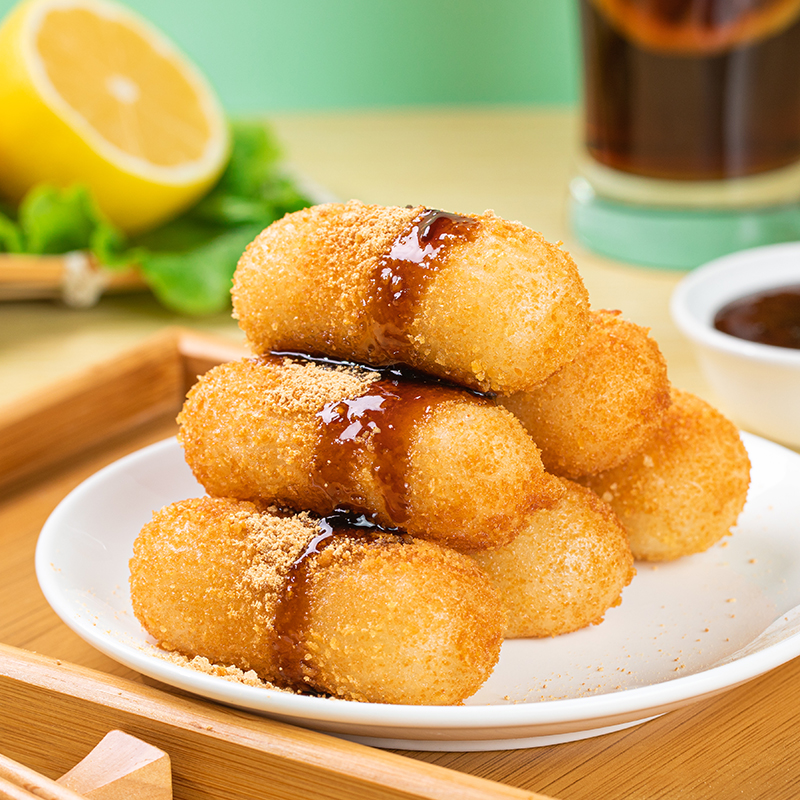 手工糯米年糕黄豆粉早餐半成品油炸小吃火锅油炸 红糖糍粑2袋*300g