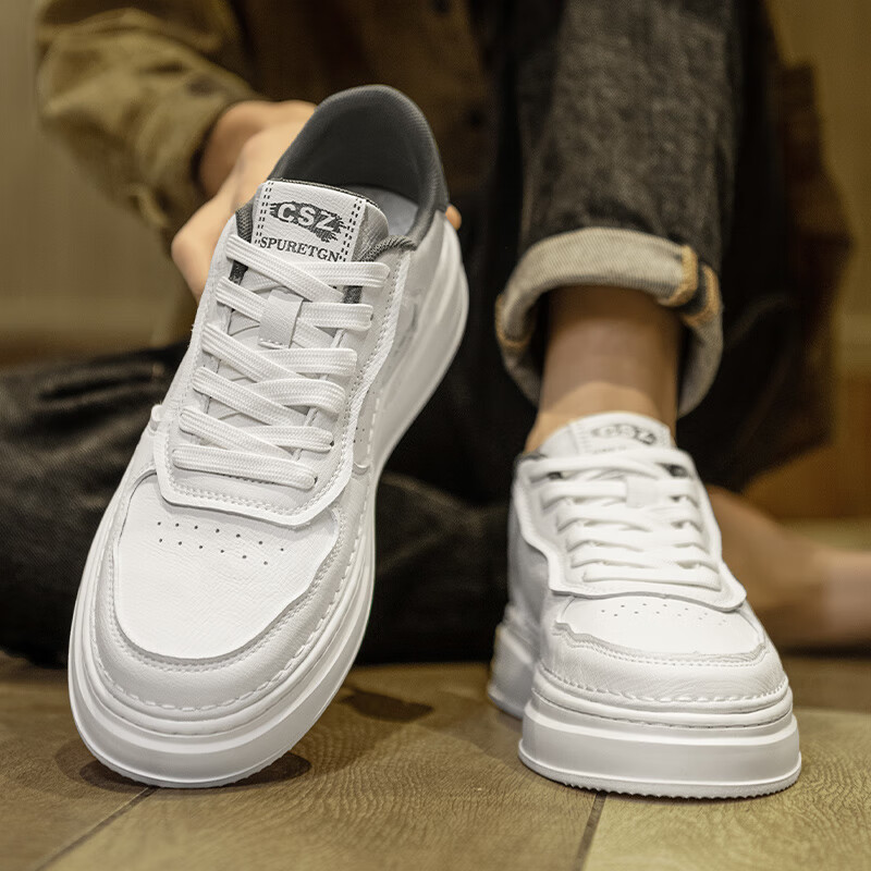 百丽佳嘉【重磅升级】便透气运动休闲白鞋男生鞋子春夏季厚底板鞋百搭