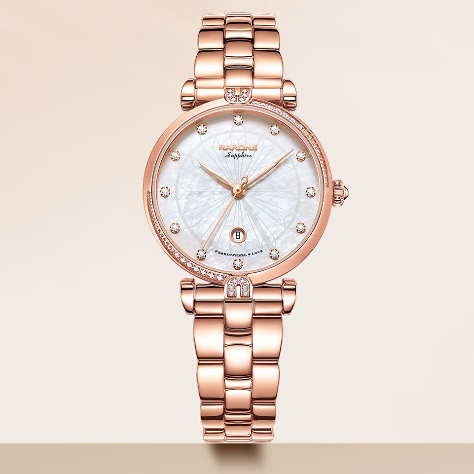 雷诺(rarone)【商场同款】商务手表女国潮轻奢钢带防水女士石英手表