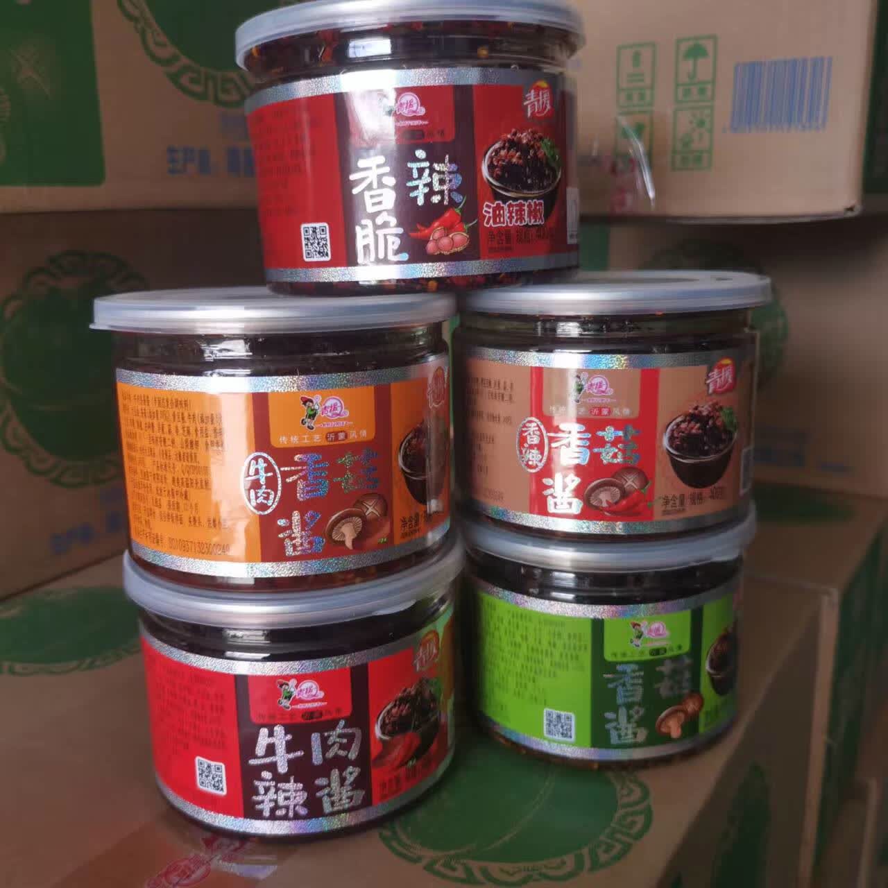 青援山东临沂 特产沂水青援香菇酱 包装混合 酱菜拌面下饭酱400克 香