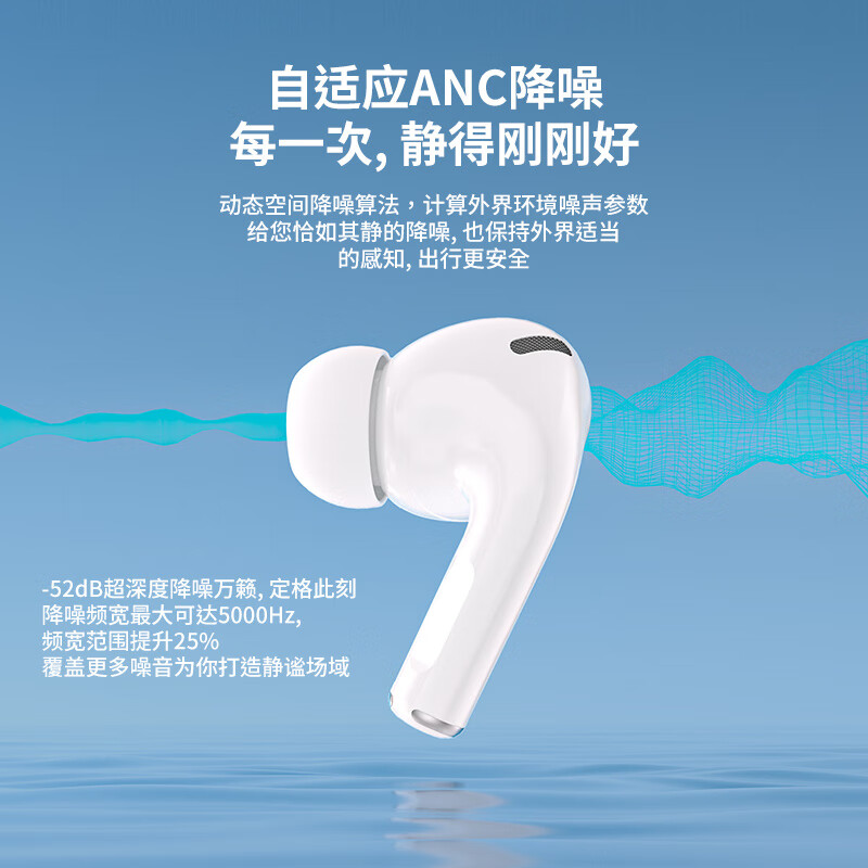 ONEMUST ANC主动降噪无线蓝牙耳机高品质入耳式运动跑步适用华为vivo小米oppo荣耀索尼手机通用电竞低延迟 豪华白色主动降噪+蓝牙5.3 【ANC+ENC双降噪】AI双连