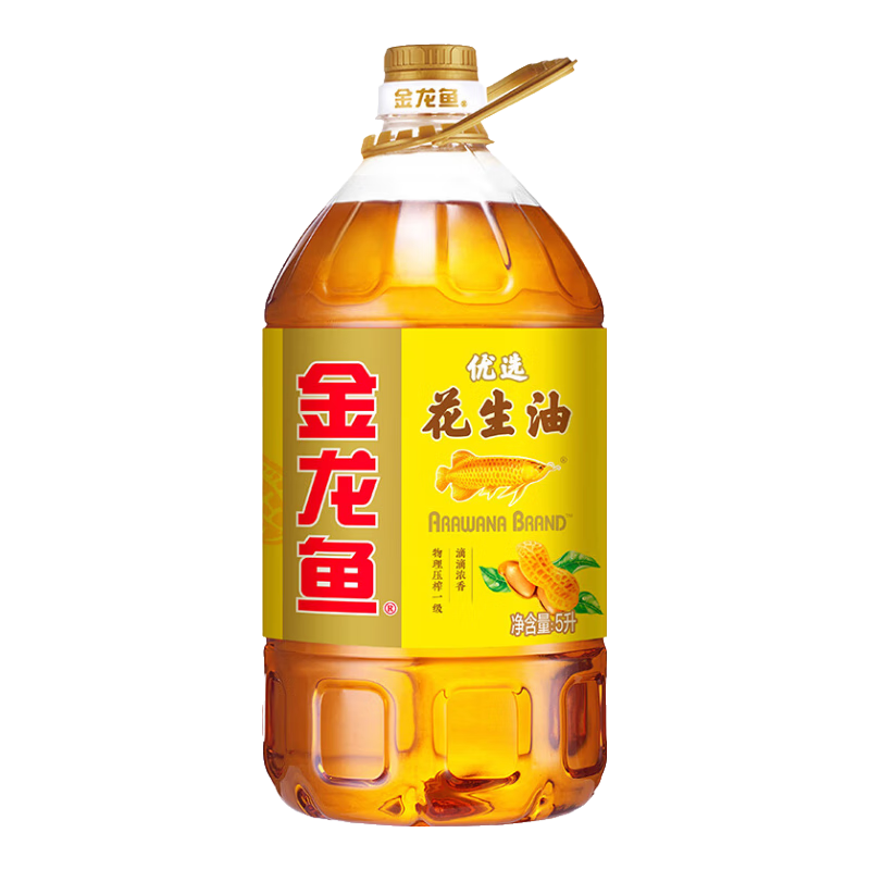 金龙鱼 食用油 不油腻轻年花生油 5L  压榨一级  5L*1桶