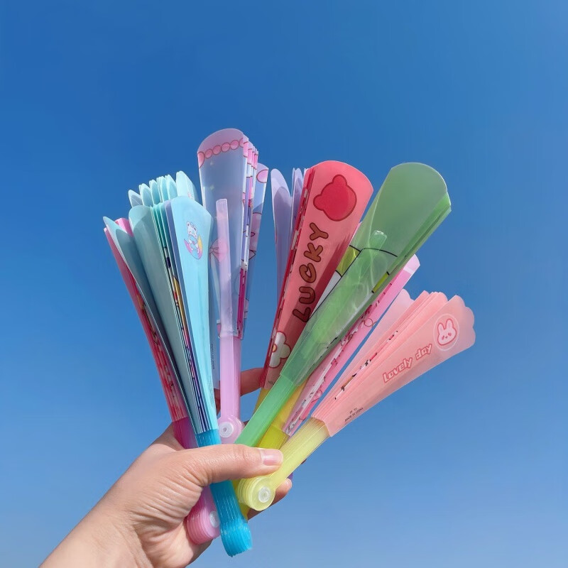 晰翊（XIYI）卡通塑料七折扇子兒童學生可愛折疊扇子方便攜帶寶寶扇高顏值夏天 多款折扇混發(fā)【10把】