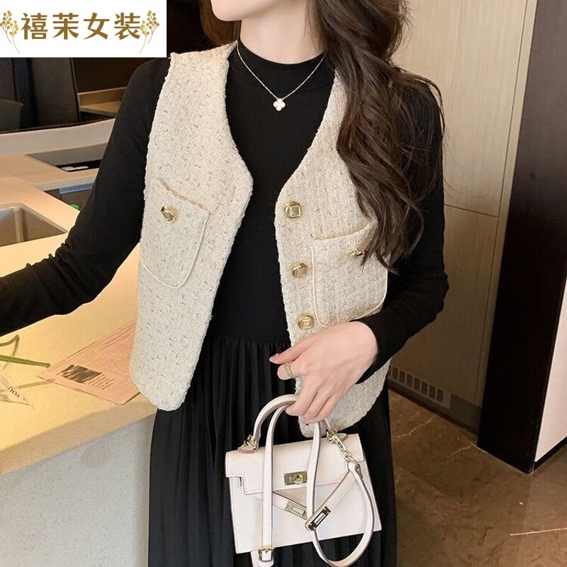 爱麦依女式马甲外穿洋气年轻小香风上衣女士春季2023年气质显瘦百搭