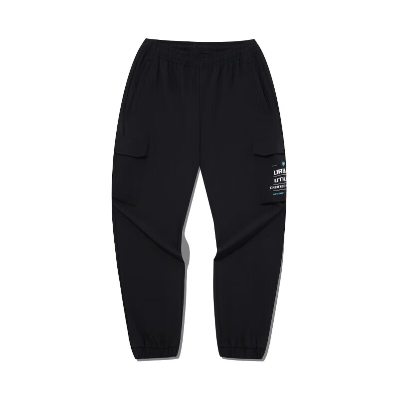 361度361运动裤男休闲长裤男子宽松舒适裤子 纯黑 l