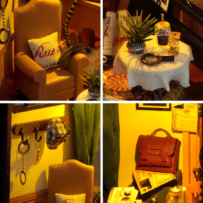 巧之匠diy手工礼物书立拼装拼图立体3d模型成人积木益智玩具木质摆件 大侦探日记+工具+LED灯【立体书立】