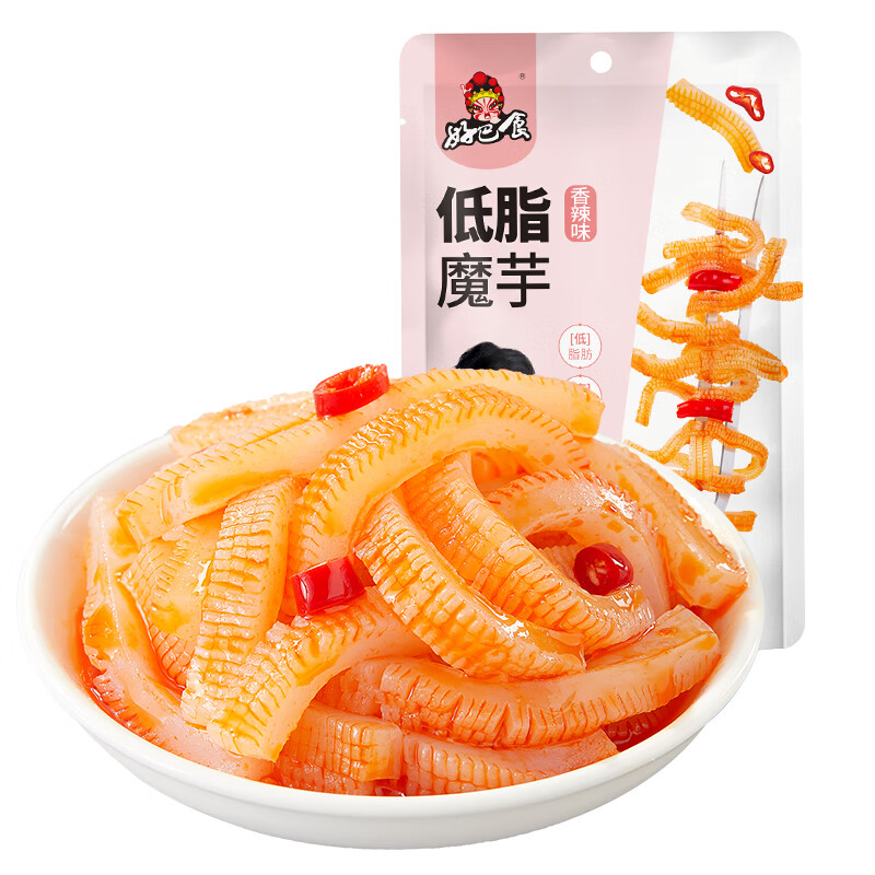 好巴食低脂零食香辣宿舍晚上网红小吃魔芋爽 香辣味 10g 1袋