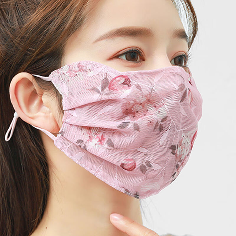 防晒口罩女夏季韩版时尚护眼角薄款透气户外骑行遮 花样年华-粉色3个