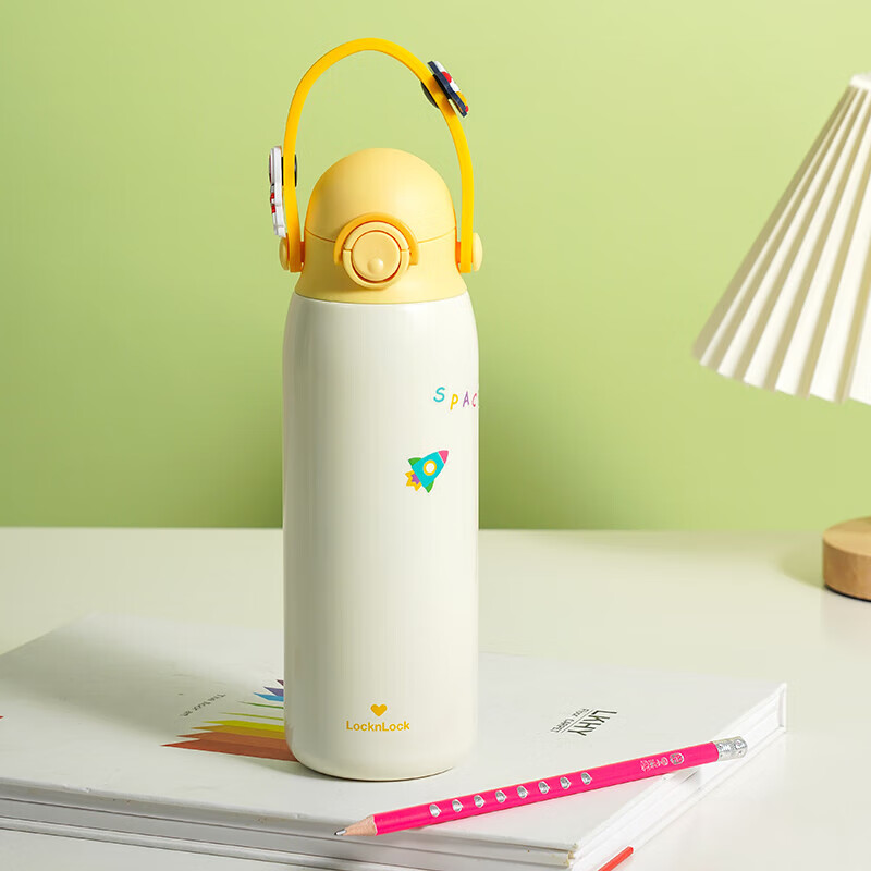 乐扣乐扣（LOCK&amp;LOCK）儿童保温杯水杯直饮学生带提环便携水壶316L不锈钢黄色520ML
