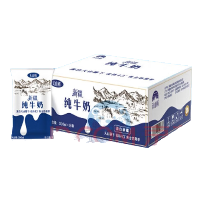 天山情新疆牧场纯牛奶天然原生牧场生牛乳全脂早餐奶装200ml*20袋