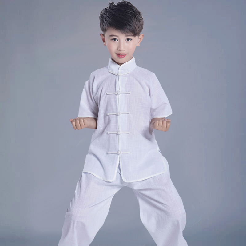 儿童武术服武术服装 儿童儿童太极服白色夏季套装少儿功夫武术表a