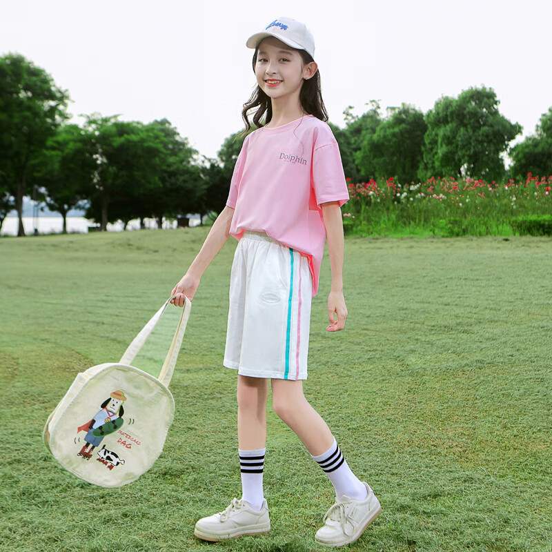 妤屋中大童10岁小女孩穿的夏天短袖运动套装夏季新款洋气时髦短裤夏装