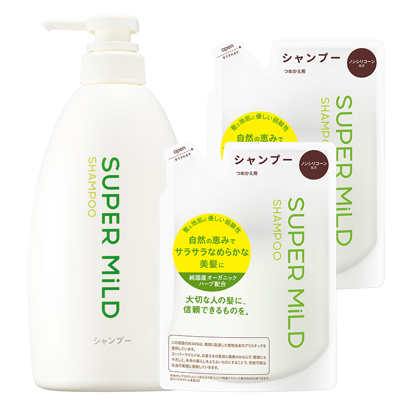 ����SUPER MiLD��ԭװ����ϴ����װ�ݱ�������ӯ������˳˿�� ��Ұϴ��¶600ml+�滻װ400ml*2