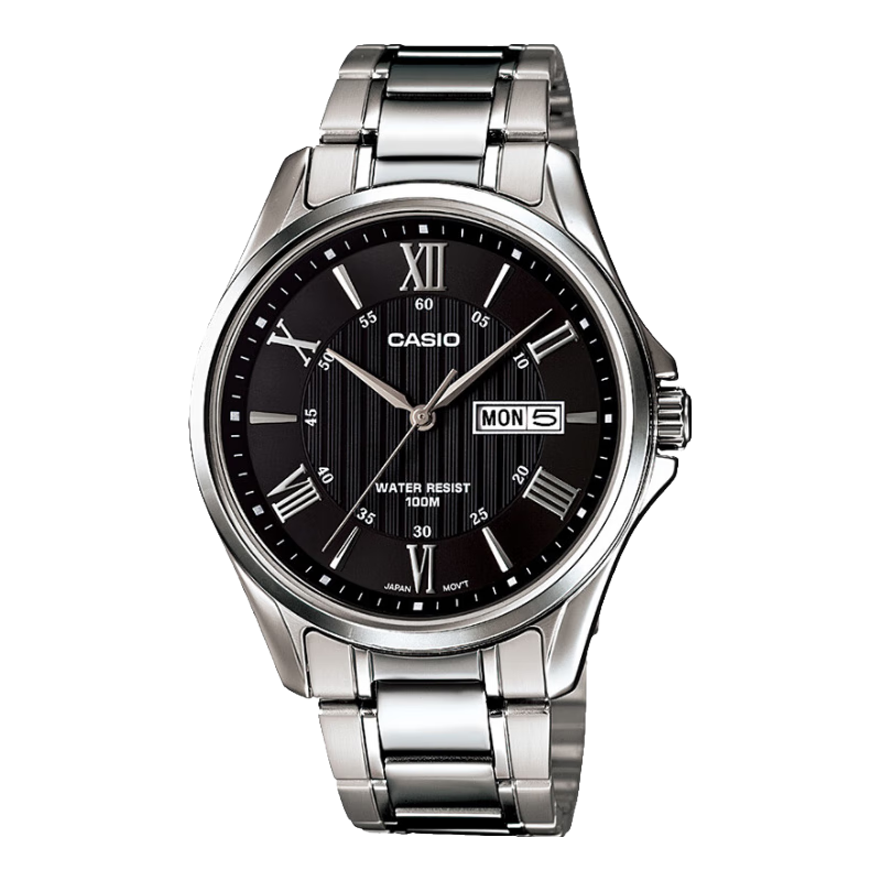 卡西歐（CASIO）男士商務(wù)手表 簡(jiǎn)約通勤休閑穿搭石英表鋼帶指針考試表 送男友禮物 休閑鋼帶MTP-1384D-1AVDF