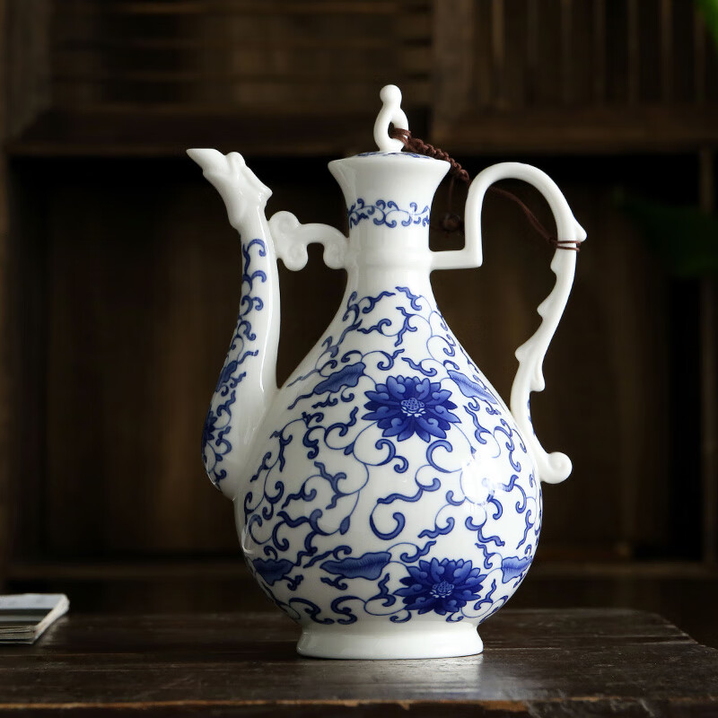 白酒杯小酒壶陶瓷家用复古中式古风宫廷仿古白酒分酒壶 青花瓷龙篵