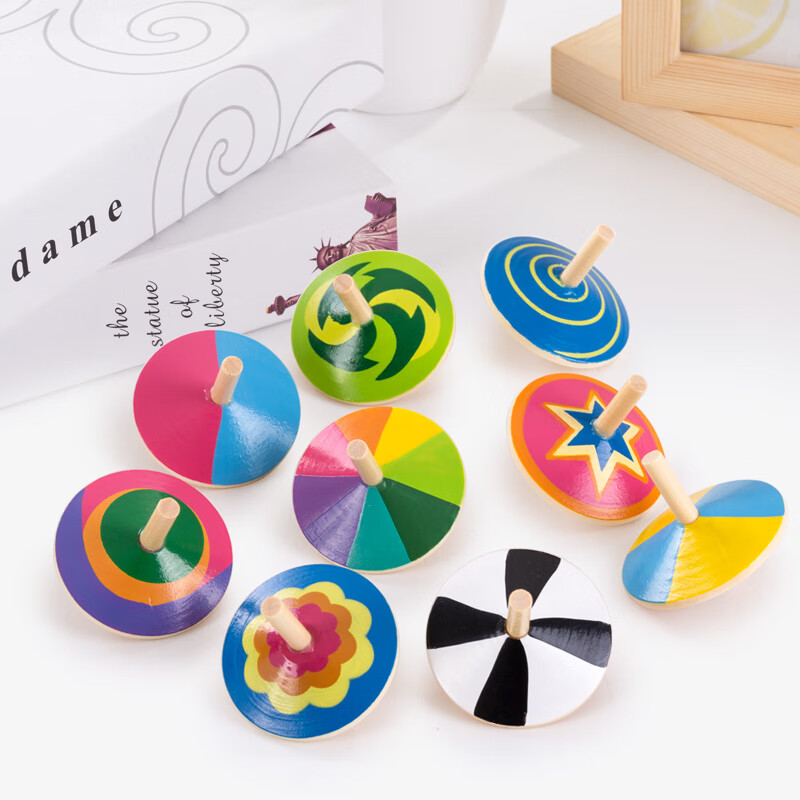 weifanjia木质陀螺玩具9个装组合手转旋转宝宝幼儿园六一儿童节礼物